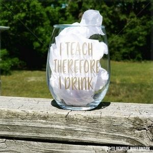 Teachers stemless wine glass